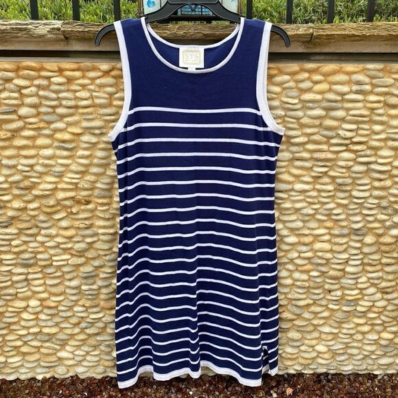 Sail to Sable Blue & White Striped Nautical Sleeveless Dress. Medium. EUC! - Picture 3 of 5